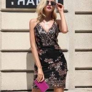 Black & Rose Gold Party/Cocktail Mini Dress
